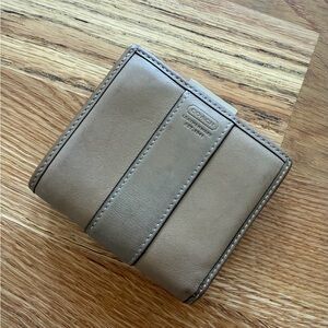 COACH Leather Bifold Wallet in Taupe